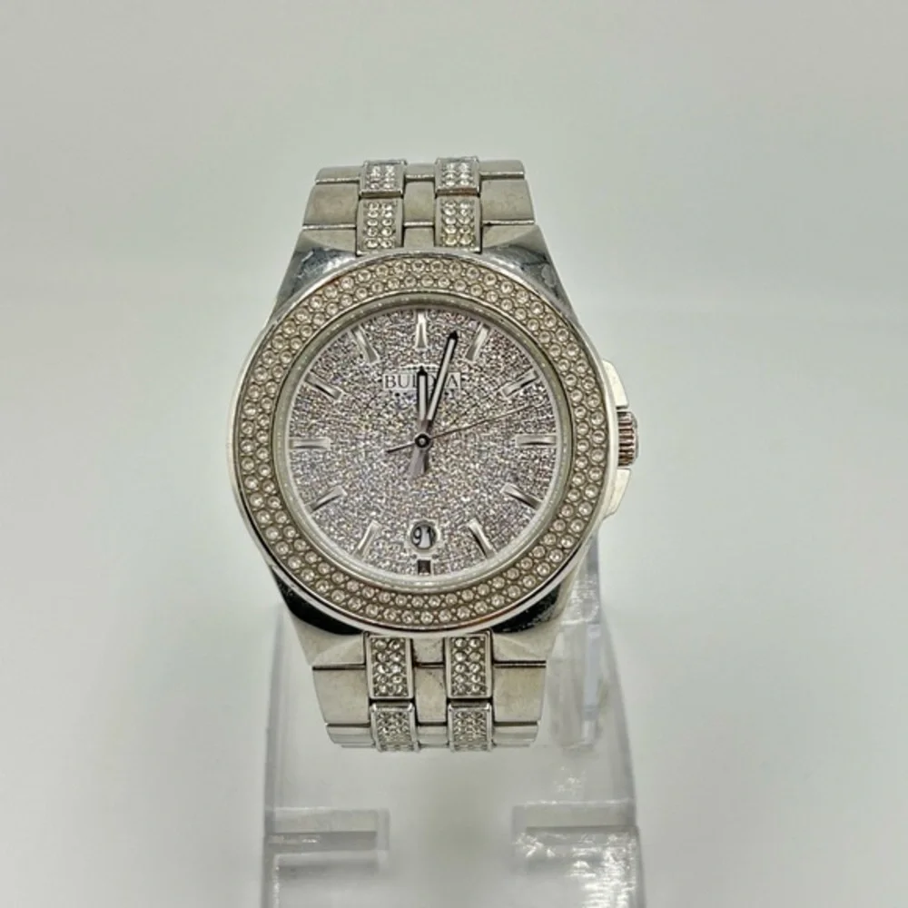 Bulova Phantom Men's Silver Stainless Steel Crystal Dial 42mm Date Watch #506